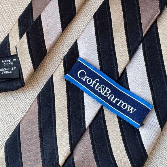 Croft and Barrow Men Tie Multi Color Striped Necktie Classic Tie 100% Silk - Picture 6 of 10